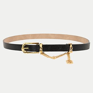 CINTO CLASSE COURO FINO PRETO FEMININO ADULTO