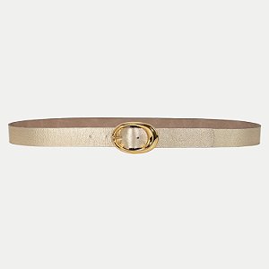 CINTO CLASSE COURO LARGO OURO FEMININO ADULTO
