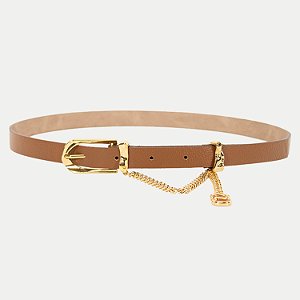 CINTO CLASSE COURO FINO CARAMELO FEMININO ADULTO