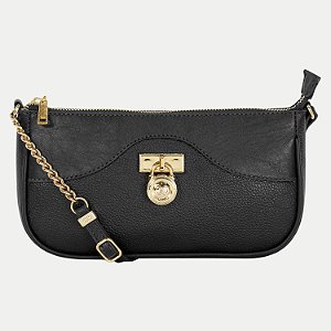 BOLSA CLASSE 2 TIPOS DE ALÇA COURO PRETO FEMININO ADULTO