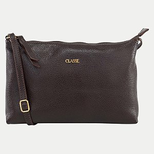 BOLSA CLASSE TRANSVERSAL COURO MARROM ESCURO FEMININO ADULTO