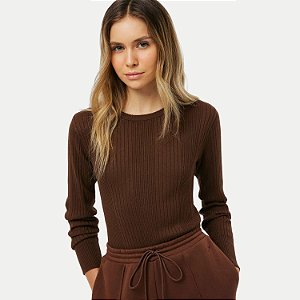 BLUSA HERING MANGA LONGA TRICÔ MARROM FEMININO ADULTO