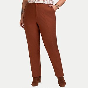 CALÇA KENIA CAMÕES LINHO ALFAIATARIA MARROM FEMININO ADULTO