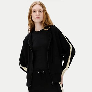 JAQUETA HERING TRICÔ COM CAPUZ PRETO FEMININO ADULTO
