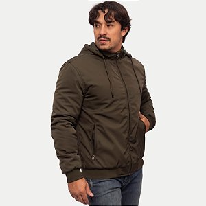 JAQUETA YOUNG POLIESTER BOMBER COM CAPUZ VERDE MASCULINO ADULTO