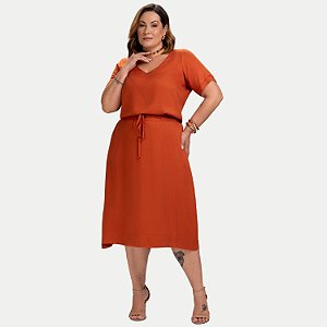 CONJUNTO VERÃO KENIA CAMÕES SAIA E BLUSA VISCOSE TELHA FEMININO ADULTO