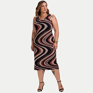 VESTIDO KENIA CAMÕES REGATA TULE ESTAMPADO PRETO FEMININO ADULTO