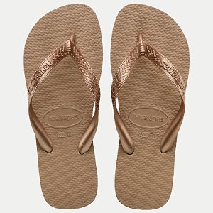 CHINELO HAVAIANAS TOP TIRAS LISA BEGE ESCURO FEMININO ADULTO