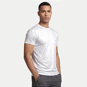 CAMISETA VOLEIO MANGA CURTA FITNESS POLIESTER LISA BRANCO MASCULINO ADULTO