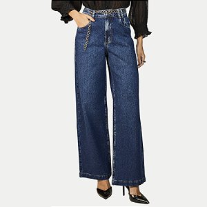 CALÇA OGNUS JEANS MÉDIO COM ELASTANO WIDE LEG FEMININO ADULTO