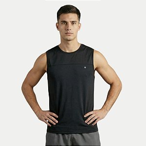 CAMISETA VOLEIO REGATA FITNESS POLIAMIDA PRETO MASCULINO ADULTO