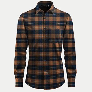 CAMISA GIORGIO BIANCO MANGA LONGA COMFORT MISTA XADREZ MARROM MASCULINO ADULTO