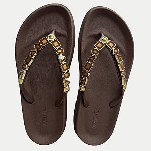 CHINELO RAFITTHY DEDO FLAT MULTI CAFÉ FEMININO ADULTO