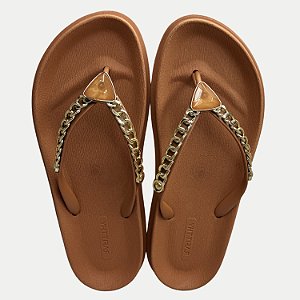CHINELO RAFITTHY DEDO FLAT CHARM PRECIUS CARAMELO FEMININO ADULTO