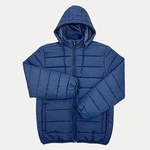 JAQUETA GIORGIO BIANCO POLIESTER COM CAPUZ PUFFER AZUL MARINHO MASCULINO ADULTO