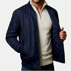 JAQUETA GIORGIO BIANCO POLIESTER PUFFER SEM CAPUZ AZUL MARINHO MASCULINO ADULTO