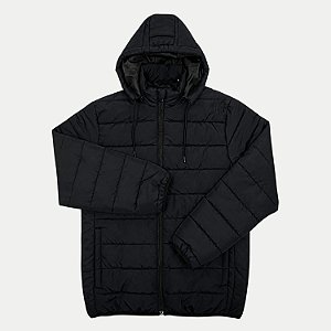JAQUETA GIORGIO BIANCO POLIETSER COM CAPUZ PUFFER PRETO MASCULINO ADULTO