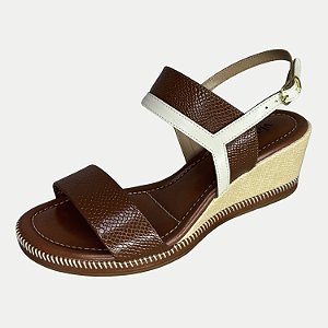 SANDALIA VIA SCARPA ANABELA MÉDIA NOGUE MARROM ESCURO FEMININO ADULTO