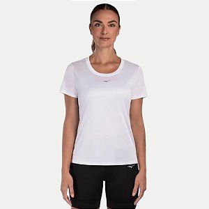 BLUSA MIZUNO MANGA CURTA POLIESTER FITNESS BRANCO FEMININO ADULTO