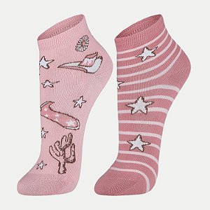 MEIA LUPO PACOTE COM 2 MEIAS SOQUETE ROSA FEMININO ADULTO