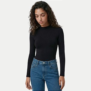 BLUSA HERING MANGA LONGA BODY ALGODÃO E ELASTANO PRETO FEMININO ADULTO