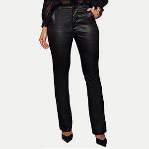 CALÇA OGNUS BRIM RESINADO BOOTCUT PRETO FEMININO ADULTO