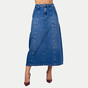 SAIA SHOT JEANS MÉDIO BRUTO LONGA FEMININO ADULTO