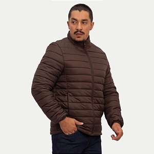 JAQUETA YOUNG POLIESTER PUFFER SEM CAPUZ MARROM MASCULINO ADULTO