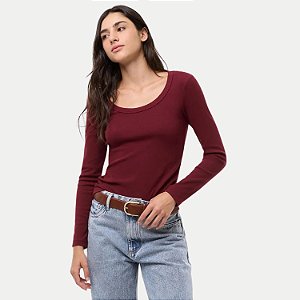 BLUSA HERING MANGA LONGA MALHA CANELADA VINHO FEMININO ADULTO