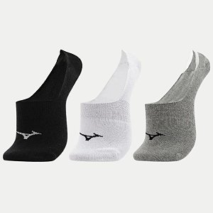 MEIA MIZUNO SAPATILHA KIT COM 3 MEIAS PRETO,BRANCO E CINZA UNISEX ADULTO