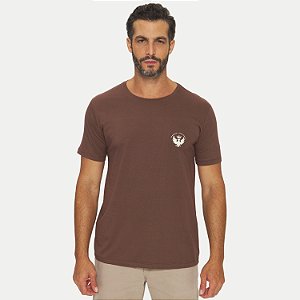 CAMISETA THOUX MANGA CURTA SLIM ALGODÃO SILKADO MARROM MASCULINO ADULTO