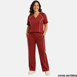 CONJUNTO VERÃO AT SP 7 PERFEIÇÕES CALÇA E BLUSA VISCOSE FEMININO ADULTO (CORES SORTIDAS) 308532-P