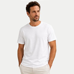 CAMISETA MONS MANGA CURTA COMFORT ALGODÃO E ELASTANO LISA BRANCO MASCULINO ADULTO