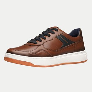 TÊNIS PEGADA CASUAL COM CADARÇO COURO MARROM MASCULINO ADULTO