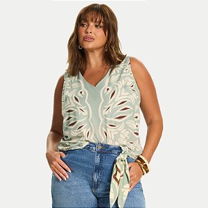 BLUSA DOCE TRAMA REGATA MALHA CANELADA VERDE FEMININO ADULTO