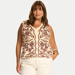 BLUSA DOCE TRAMA REGATA MALHA CANELADA BEGE FEMININO ADULTO