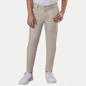 CALÇA MAX TEEN BRIM COM ELASTANO ESPORTE FINO AREIA MASCULINO INFANTIL