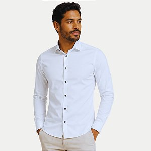 CAMISA AMIL MANGA LONGA SLIM POLIAMIDA E ELASTANO BRANCO MASCULINO ADULTO