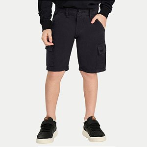 BERMUDA MAX TEEN BRIM COM ELASTANO CARGO GRAFITE MASCULINO INFANTIL