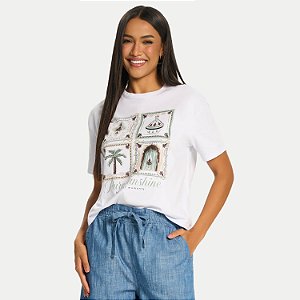 BLUSA DOCE TRAMA MANAG CURTA TSHIRT ALGODÃO BRANCO FEMININO ADULTO