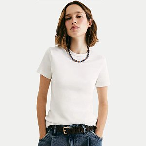 BLUSA HERING MANGA CURTA TSHIRT ALGODÃO LISA BRANCO FEMININO ADULTO