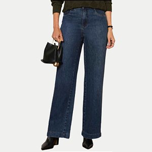 CALÇA PITT JEANS MÉDIO COM ELASTANO WIDE LEG FEMININO ADULTO