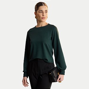BLUSA LUNENDER MANGA LONGA MALHA VERDE FEMININO ADULTO
