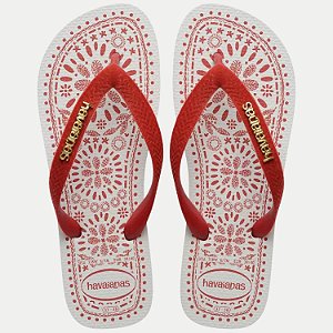 CHINELO HAVAIANAS TOP BORDADO FLOR VERMELHO FEMININO ADULTO