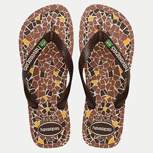 CHINELO HAVAIANAS TOP CAQUINHOS DEDO CAFÉ FEMININO ADULTO