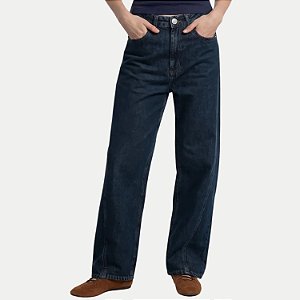 CALÇA HERING JEANS ESCURO BRUTO WIDE LEG FEMININO ADULTO