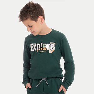 CAMISETA BY GUS MANGA LONGA COMFORT ALGODÃO SILKADO VERDE MASCULINO INFANTIL