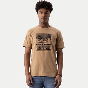 CAMISETA FICO MANGA CURTA COMFORT ALGODÃO SILKADA BEGE MASCULINO ADULTO