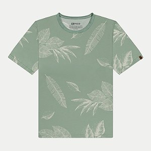 CAMISETA FICO MANGA CURTA COMFORT ALGODÃO ESTAMPADA VERDE MASCULINO INFANTIL