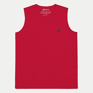CAMISETA FICO REGATA ALGODÃO LISA VERMELHO MASCULINO ADULTO